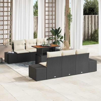vidaXL Set de masă pentru grădină 7 pcs Negru și Crem 100 x 55 x 73 cm 3349907 foto