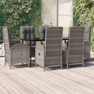 Gossi set mobilier de gradina cu perne, 7 piese, negru/gri, poliratan foto