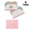 Set Invitatii Petrecere, Model Unicorn, 6 Bucati, Multicolor, Plicuri Roz