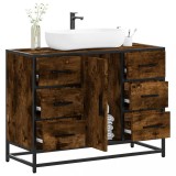 vidaXL Dulap chiuveta de baie stejar fumuriu 80x33x60 cm lemn compozit