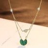 Lantisor Din Argint Auriu --- Malachite Verde --- FINUT Dublu Arg139C, Argintboutique