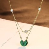 Cumpara ieftin Lantisor Din Argint Auriu --- Malachite Verde --- FINUT Dublu Arg139C, Argintboutique