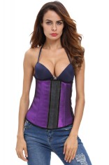 B520-10 Corset brau modelator, din latex, cu inchideri multiple tip mos-baba