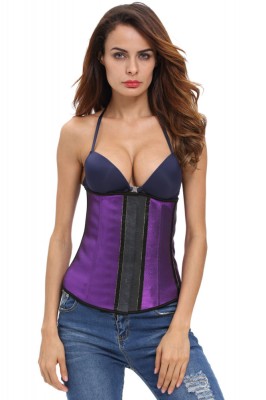 B520-10 Corset brau modelator, din latex, cu inchideri multiple tip mos-baba foto