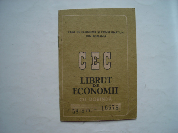 CEC Libret de economii cu dobanda, 1991, stare foarte buna