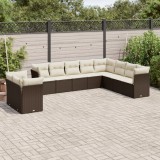 Gossi set canapele de gradina cu perne, 10 piese, maro, poliratan