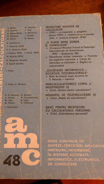 Automatica management calculatoare AMC nr 48 1985