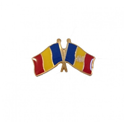 Insigna Drapel Romaniei + Drapel Moldova PIN507 foto