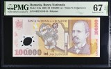 100000 lei 2004 PMG67 UNC bancnota gradata