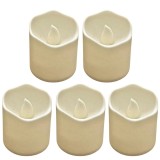 Cumpara ieftin Set 5 lumanari decorative LED ivoire 3.9 x 3.6 cm, lumina galbena efect flacara, 10 baterii LR1130 AG10 incluse, decor luminos pentru petreceri, mese
