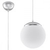 Lampă Suspendată Ugo Alb/Crom Oțel/Sticlă 1 Bec Minge Minimalist De Interior