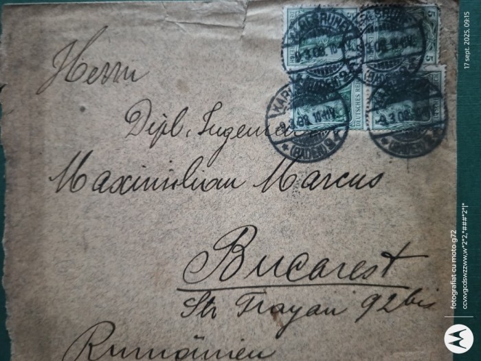 Regalitate Romania ,plic corespondenta circulat,corepondenta financiar -comerciala avocat
