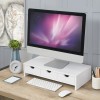 Suport monitor, en.casa, Ruovesi, 12 x 51 x 25 cm, pal, alb cu 3 sertare HausGarden Leisure