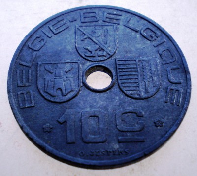 1.519 BELGIA WWII 10 CENTIMES 1945 foto
