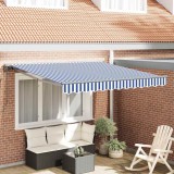 Cortina Retractabilă Manual Albastru și Alb 350x250 cm țesătură