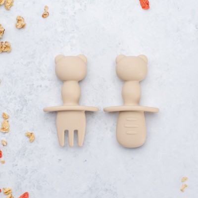 Set Tacamuri din silicon, AppeKids, The Little Bear, Bubble Beige foto