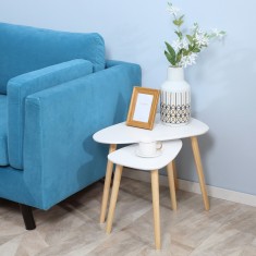 HOMCOM Set de 2 masute laterale moderne, mese cuib triunghiulare, noptiere, masuta de cafea foto