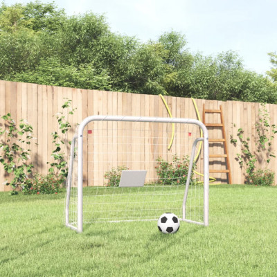 vidaXL Poartă de fotbal cu plasă, alb, 125x96x60 cm, oțel/poliester foto