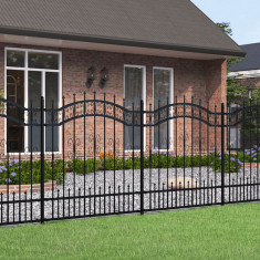 vidaXL Gard grădină cu v&amp;acirc;rfuri negru 165 cm oțel vopsit electrostatic foto