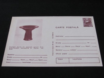 Fructieră Dacică Burebista-Decebal, Descoperită la Pecica Arad- Carte Poștală Vintage Rom&amp;acirc;nia &amp;ndash; foto