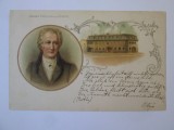 Rară! Carte poștală litografie romaneasca:Johann W.von Goethe si casa lui 1899