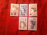 Serie mica Franta 1962 - Personalitati , 5 valori ( din 6val.)