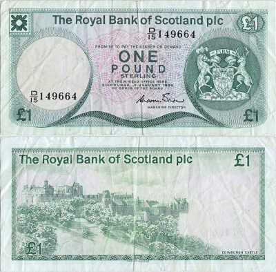 1985 (3 I), 1 pound sterling (P-341b.3) - Scoția! foto