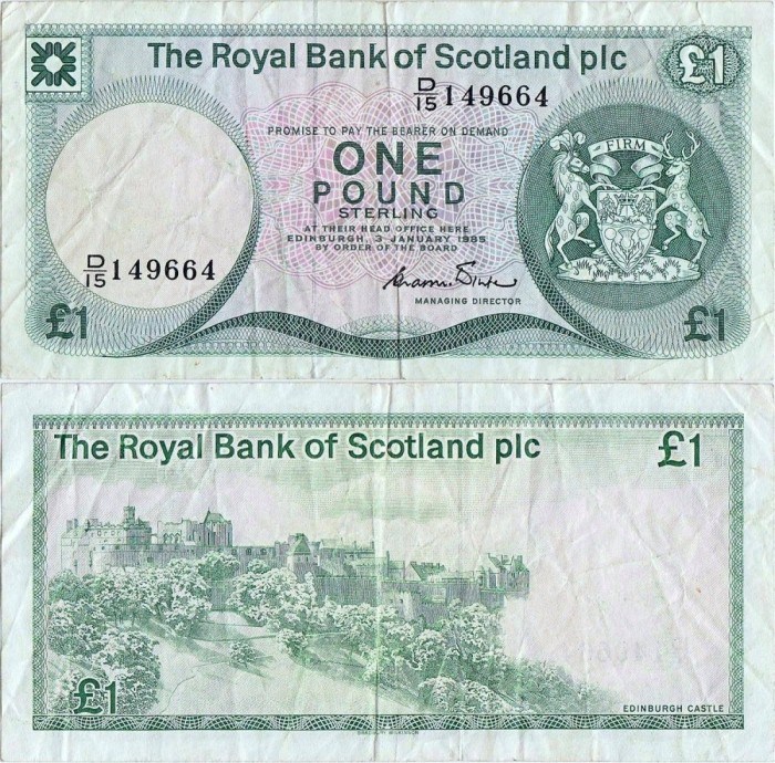 1985 (3 I), 1 pound sterling (P-341b.3) - Scoția!
