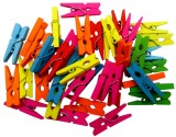 Set 40 carlige colorate din lemn pentru activitati crafts,2.5cm