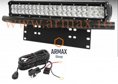 Set proiector led bar 51 cm 126w cu mini bullbar si suport numar + kit releu foto