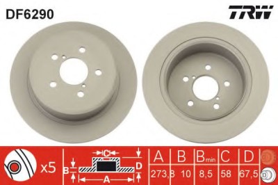 Disc frana SUBARU LEGACY IV Combi (BL, BP, B13) (2003 - 2016) TRW DF6290 foto