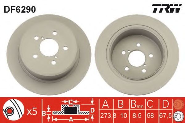 Disc frana SUBARU LEGACY IV Combi (BL, BP, B13) (2003 - 2016) TRW DF6290