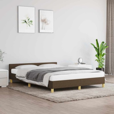 vidaXL Cadru de pat fără saltea, maro &amp;icirc;nchis, 140x200 cm, textil 347418 foto
