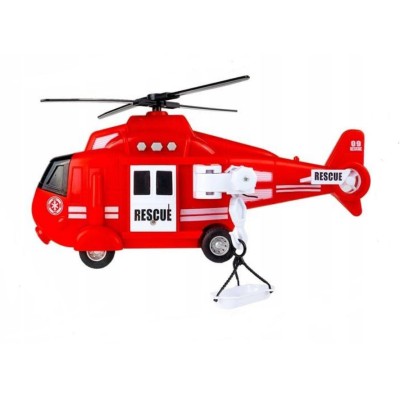 Elicopter de salvare cu sunete, lumini si proiectie scara 1:20 rosu foto