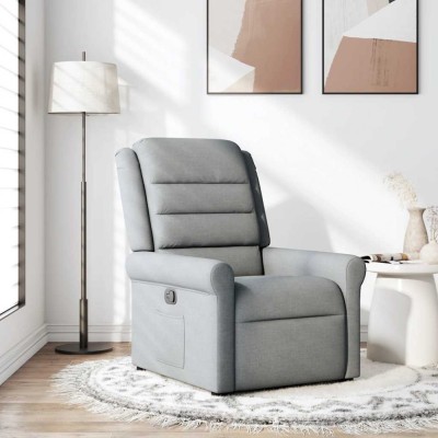 Gossi fotoliu rabatabil, gri deschis, material textil foto