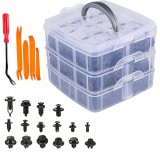 Set clipsuri si extractoare auto, cleme universale, 625 bucati, plastic, carcasa inculsa, negru