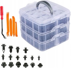 Set clipsuri si extractoare auto, cleme universale, 625 bucati, plastic, carcasa inculsa, negru