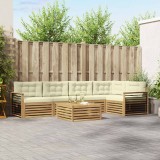 vidaXL Set de canapele de exterior 6 pcs Alb și crem Poliester 3390535