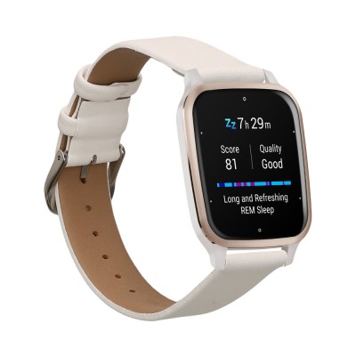 Curea Kwmobile pentru Garmin Venu Sq 2 Music, Alb, Piele naturala, KWM000018RE003C foto