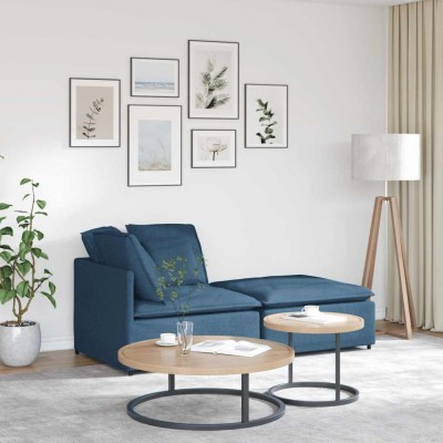 vidaXL Canapea modulară cu taburet și perne, material textil, albastru foto