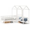 Set pat de zi/bancă cu acoperiș alb 80x200 cm lemn masiv de pin