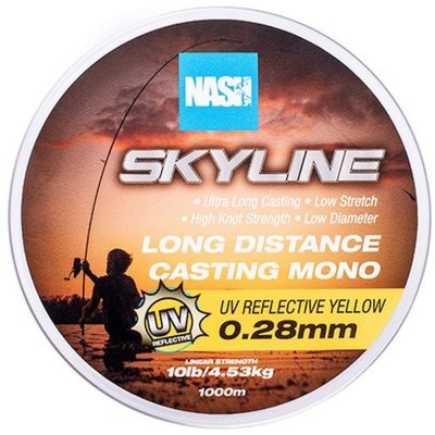 Fir Monofilament Nash Extra Skyline Mono, UV Yellow, 4.54kg, 10lbs, 0.28mm, 1000m foto
