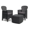 Set Gradina 2 Persoane Progarden Antracit, Plastic Imitatie Ratan, Masa Patrata 60cm, Scaune 63cm, Polipropilena, Protectie UV