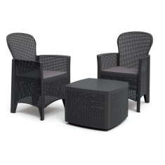 Set Grădină 2 Persoane, Plastic Antracit