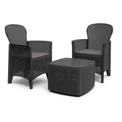 Set Grădină 2 Persoane, Plastic Antracit foto