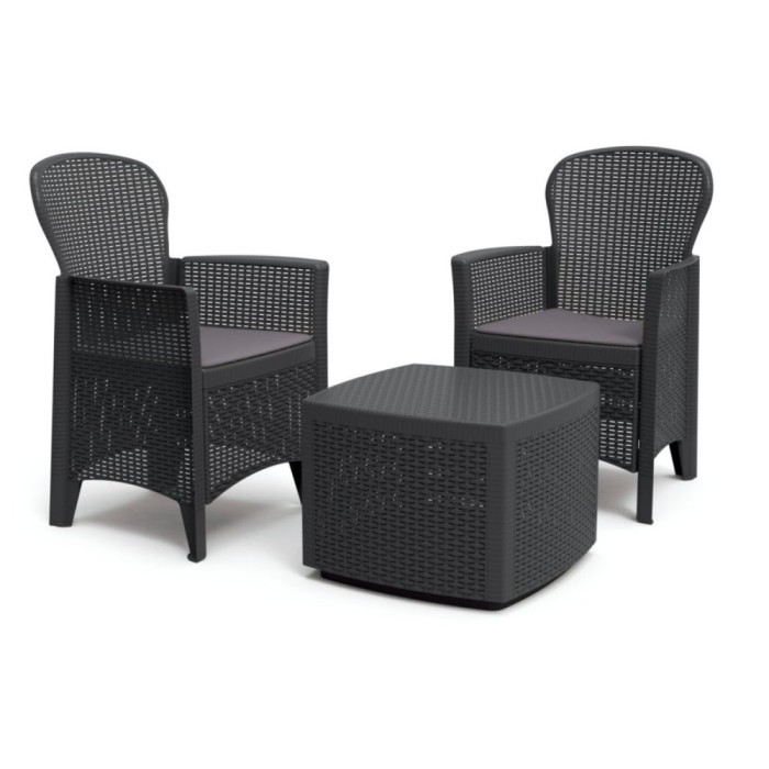 Set Grădină 2 Persoane, Plastic Antracit