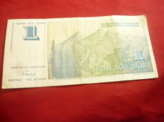 Bancnota 1 dinar nou Yugoslavia 1994 foto