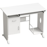 HOMCOM Birou pentru calculator, 100 x 52 x 75 cm, poliță glisantă pentru tastatură, sertare și suport pentru unitatea centrală, alb | Aosom Romania