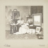 Regina Elisabeta &icirc;n cabinetul său de lucru, fotografie de epocă, atelier Franz Mandy, cca. 1890