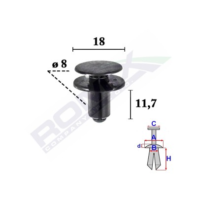 Clips Fixare Bara Protectie Pentru Kia Rio 8X11.7Mm Set 10 Buc 132513 C70517-RMX foto